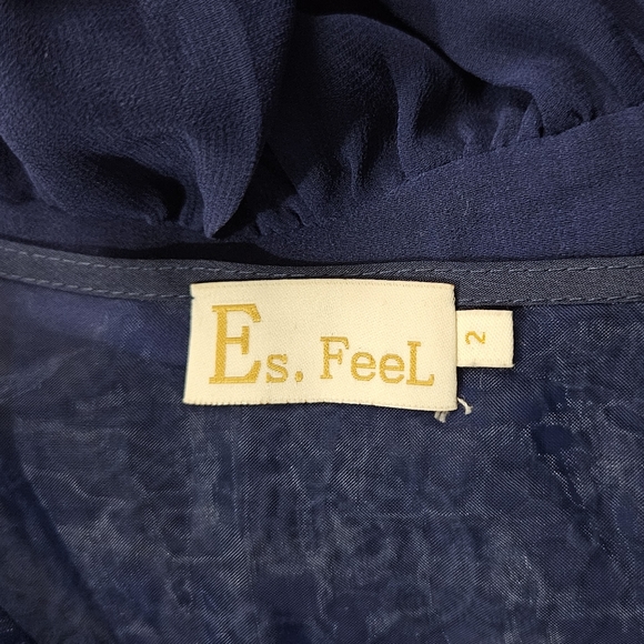 Es. Feel Dark Blue Lace Sleeveless Bridal Prom Formal Short Dress - Picture 9 of 10